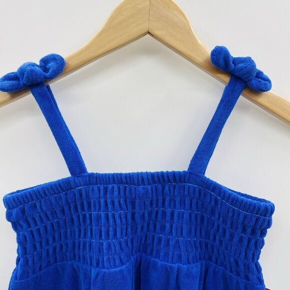 Cat & Jack Youth Girl Small 6/7 Solid Terry Smocked Cover Up Dress in Blue 471 - Picture 2 of 6